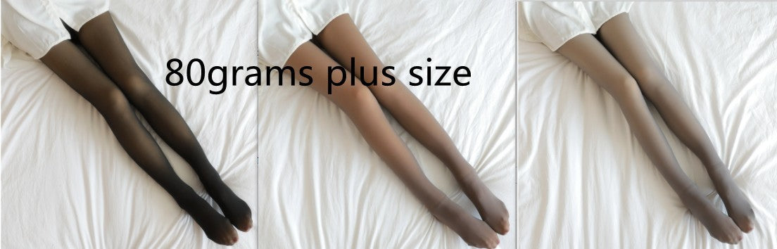 Fake Translucent Plus Size Leggings Fleece Lined Tights Fall
