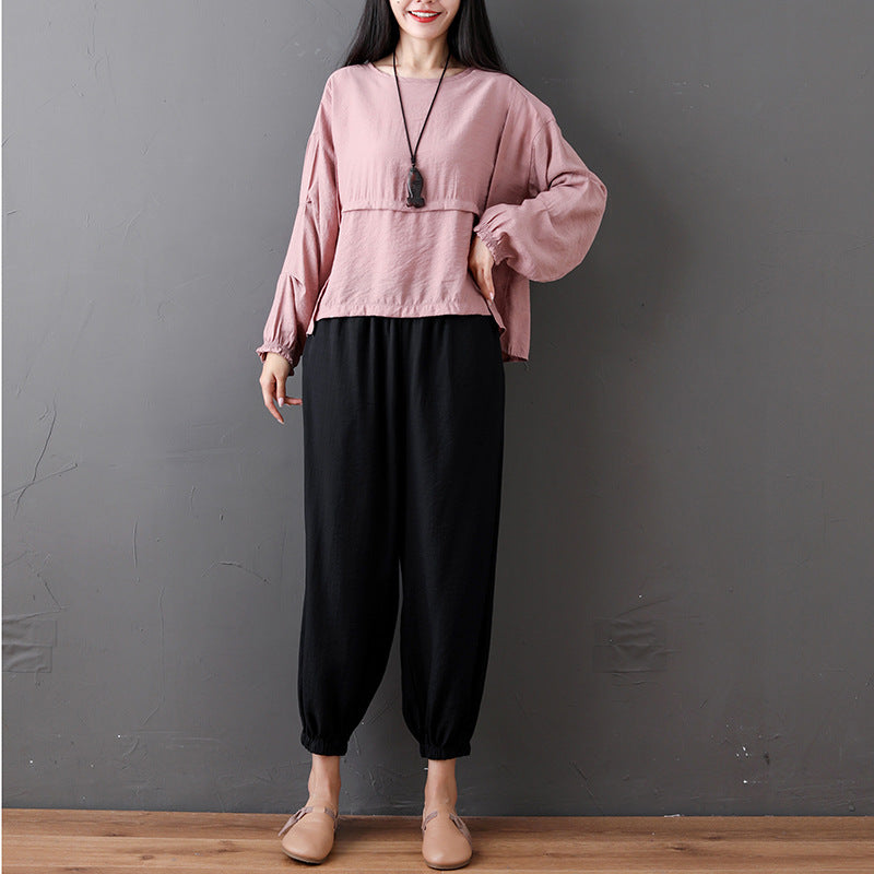 Fashion, Loose, Casual, Fat, Thin, Top, Wide-Legged, Two-Piece Pants
