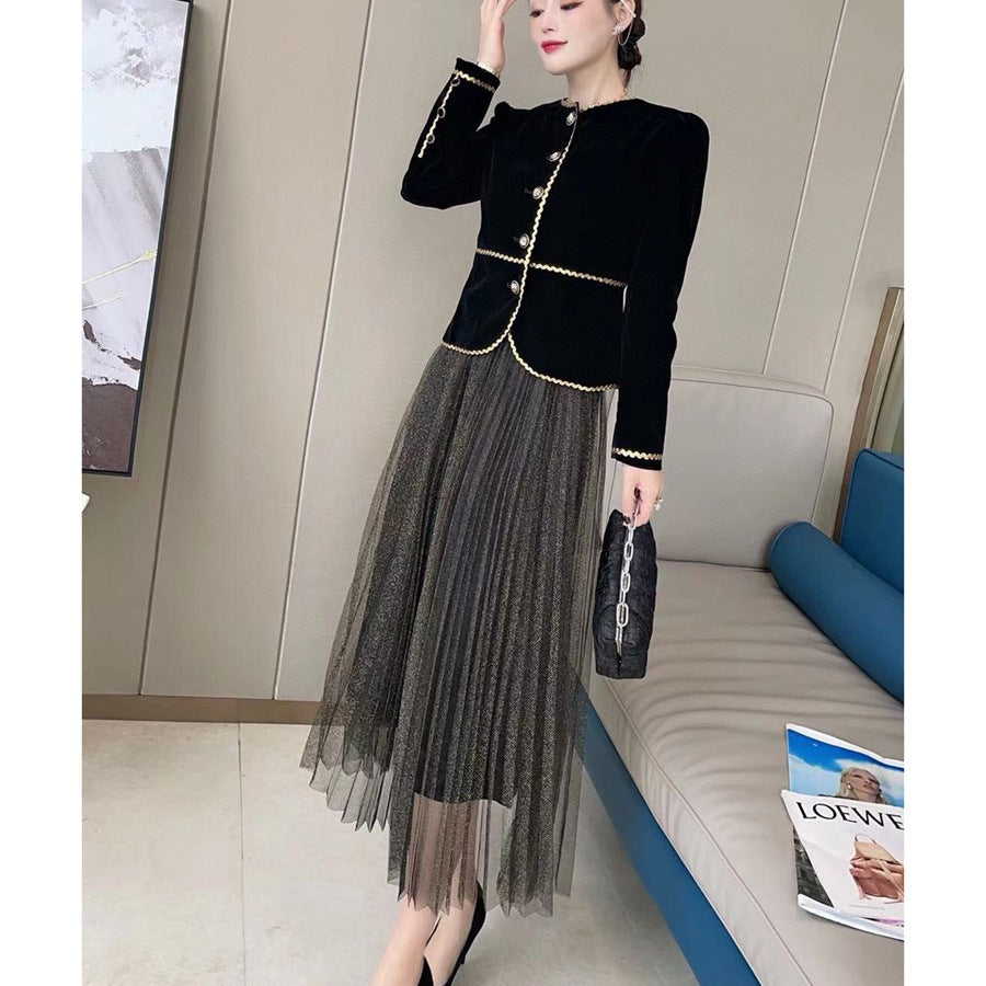Retro Small Short Coat Two-piece Suit