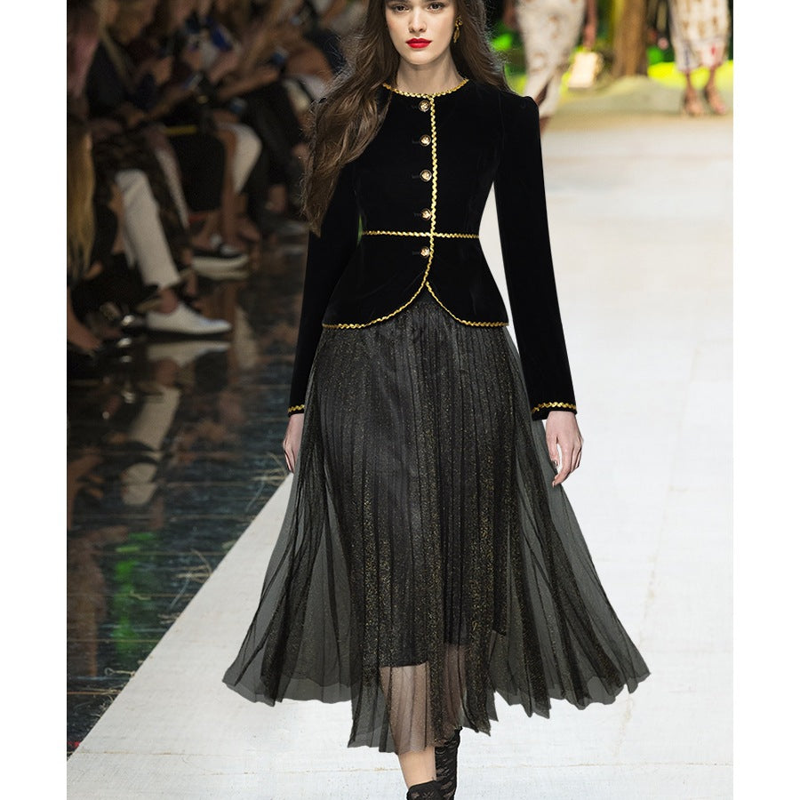 Retro Small Short Coat Two-piece Suit