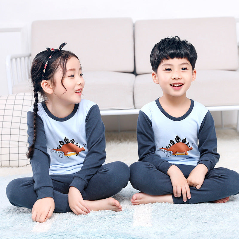 Children's Long Johns Top & Bottom Set Suit Pure Cotton Spring And Autumn Cotton Jersey Base Girls And Boys