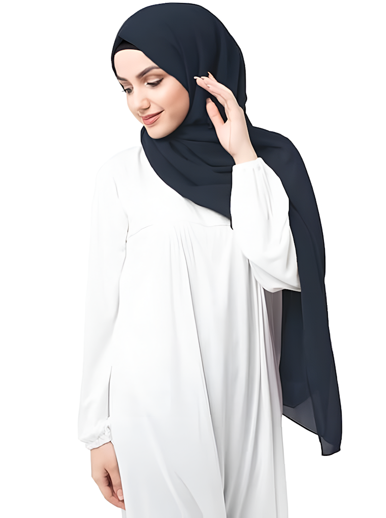 Women's & Girl's Hijab Georgette Scarf Size 30X20X2 CM Color Navy
