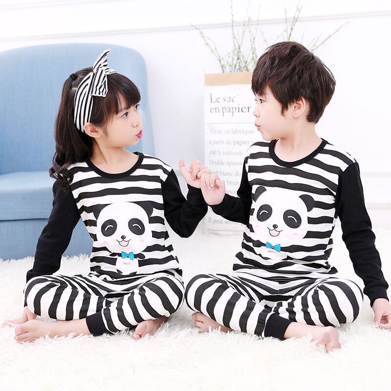Children's Long Johns Top & Bottom Set Suit Pure Cotton Spring And Autumn Cotton Jersey Base Girls And Boys
