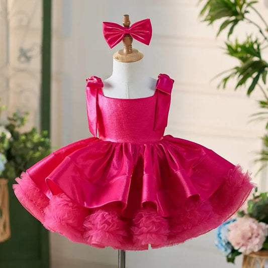 Rose Suspender Puffy Party Dress 