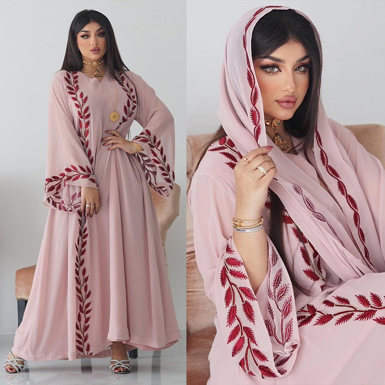 Women's Temperament Fashion Embroidery V-neck Dress