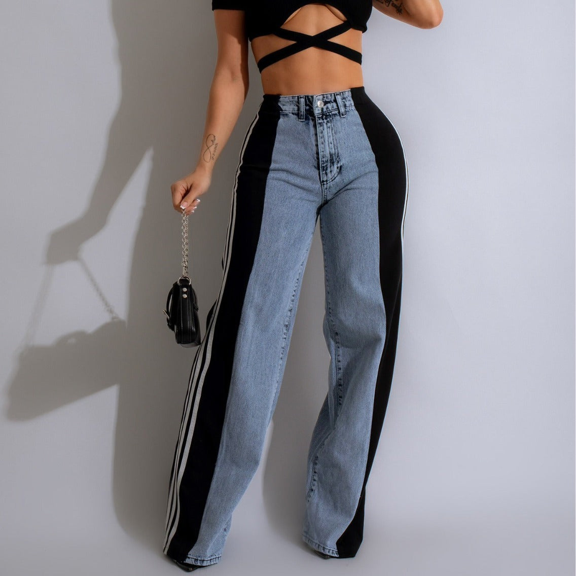 Fashion Casual High Waist Elastic Straight Leg Trousers