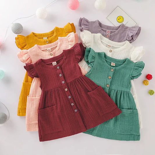 Girls short sleeve cotton dress 