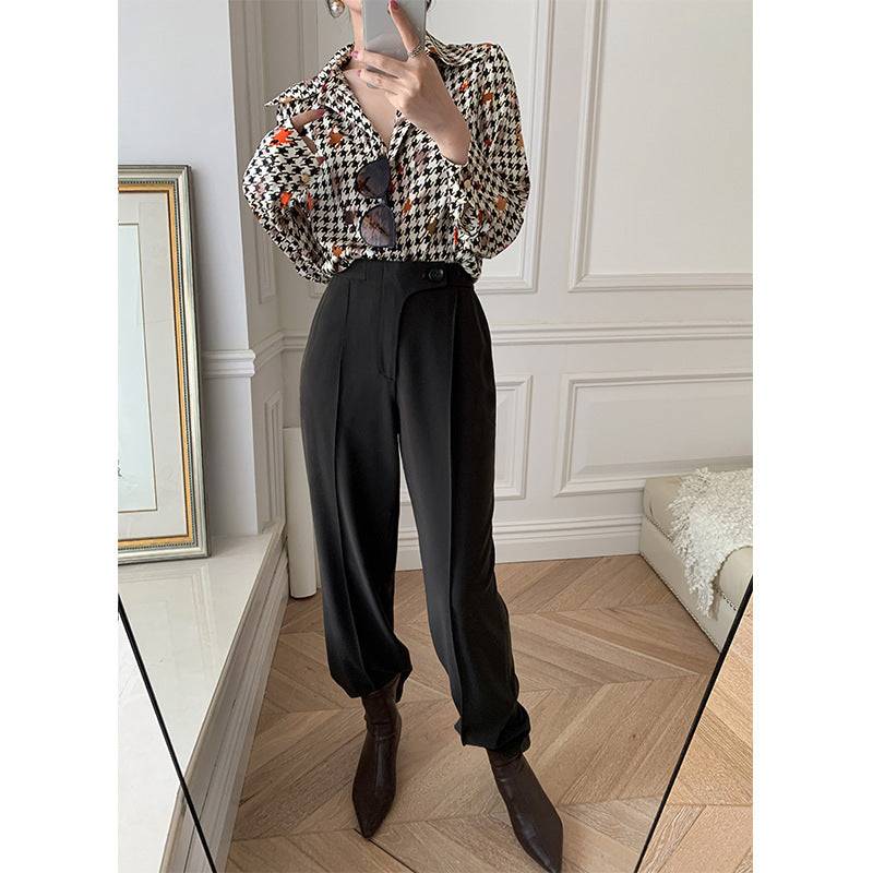 Women's High Waist Straight Loose Slim Pants