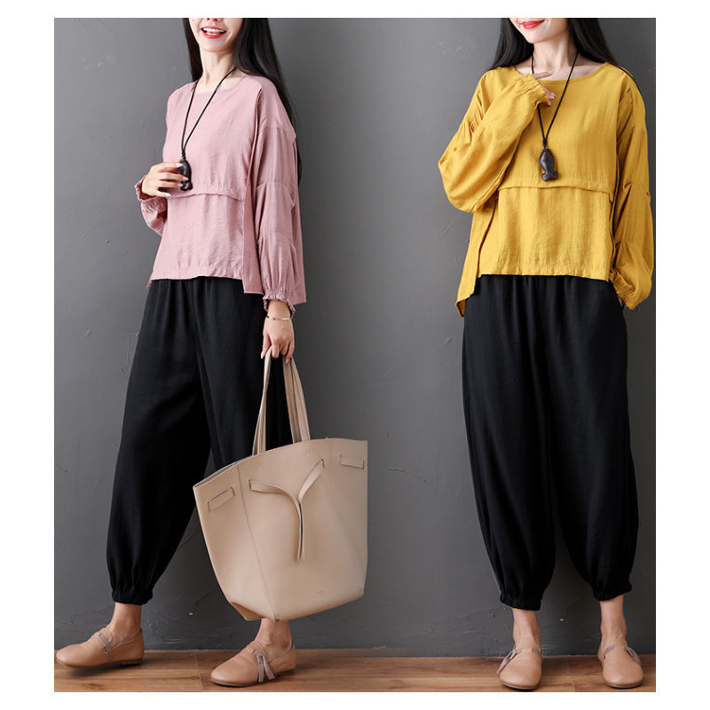 Fashion, Loose, Casual, Fat, Thin, Top, Wide-Legged, Two-Piece Pants