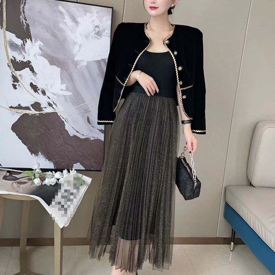 Retro Small Short Coat Two-piece Suit