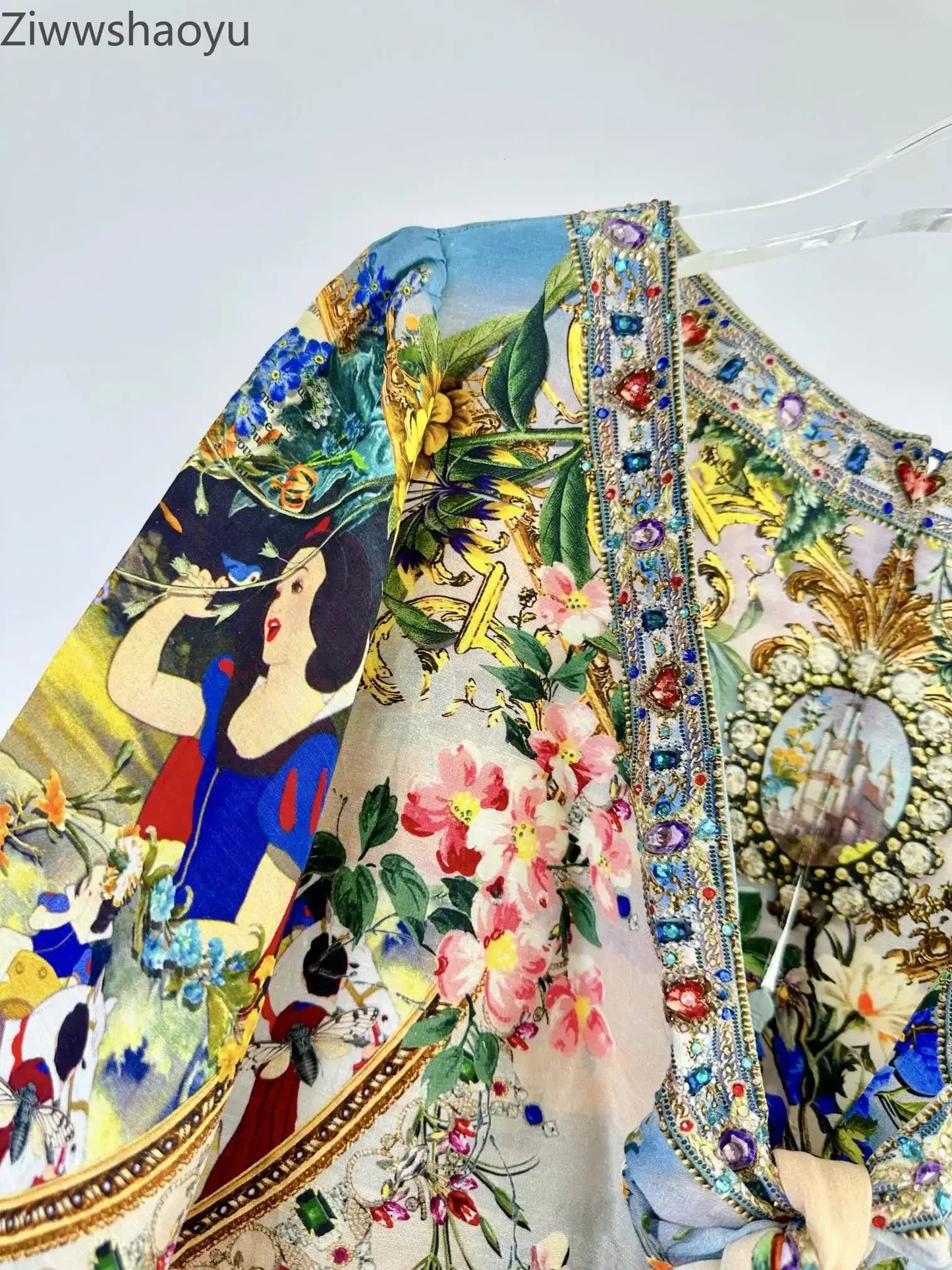 High Quality Autumn Women Fashion Runway Designer Silk Linen Beaded