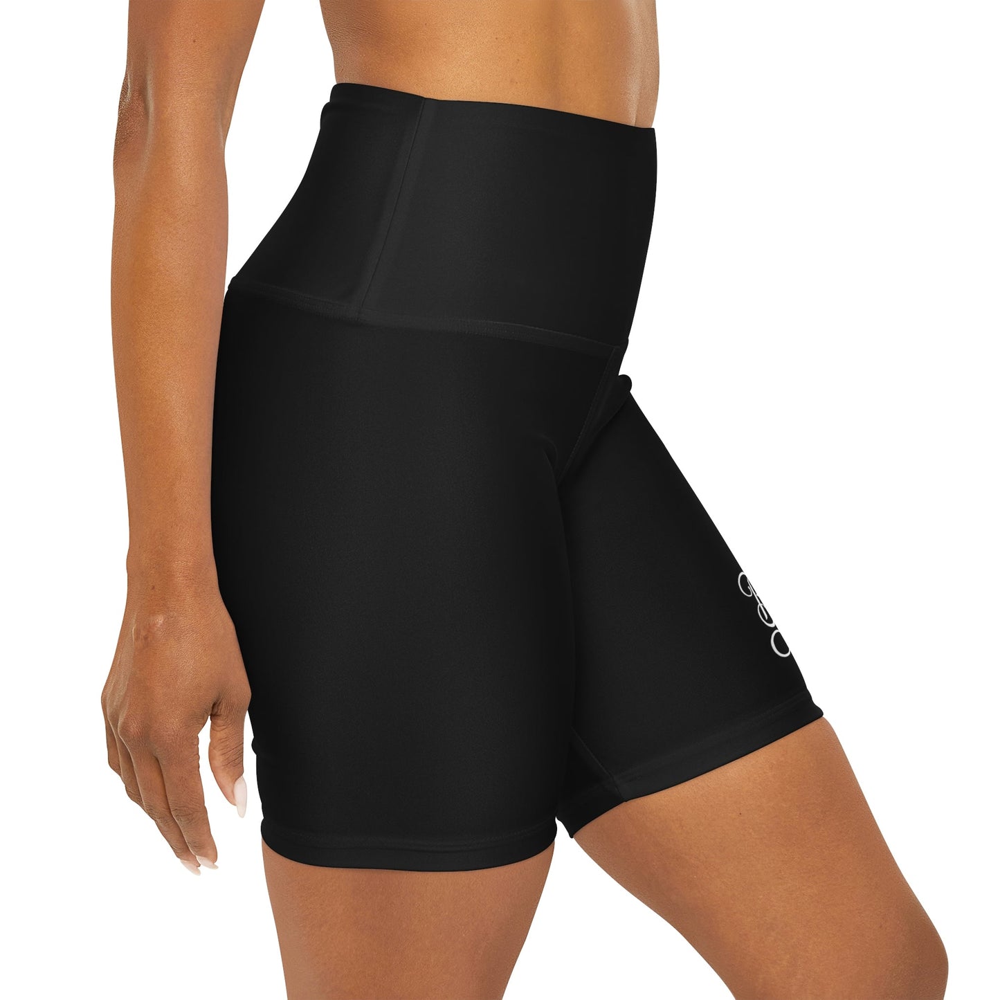 Womens High Waisted Black Yoga Shorts - Bride Accessories - Wedding