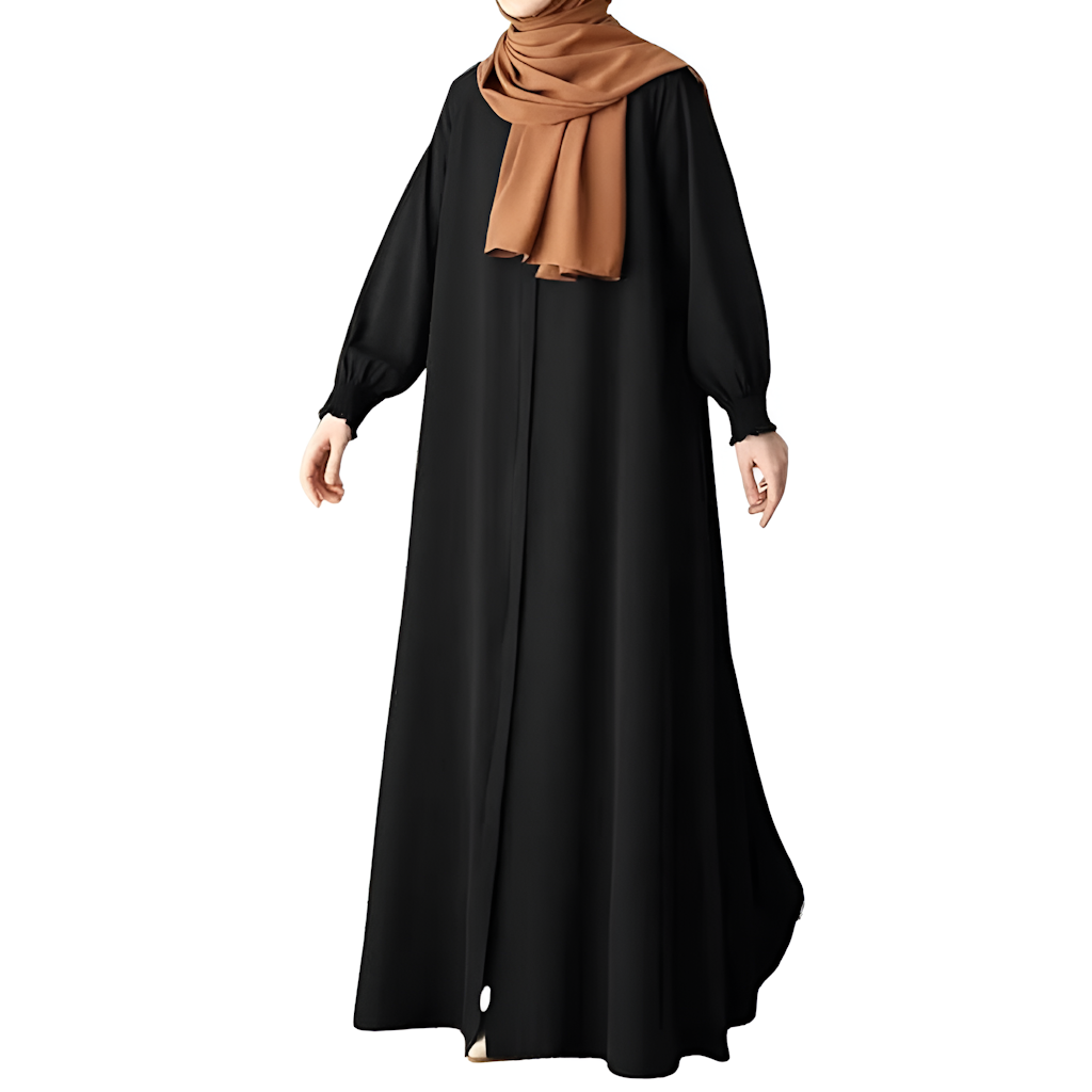 Women & Girl Front Open Zipper Abaya n Firdaus Fabric Size M Color 