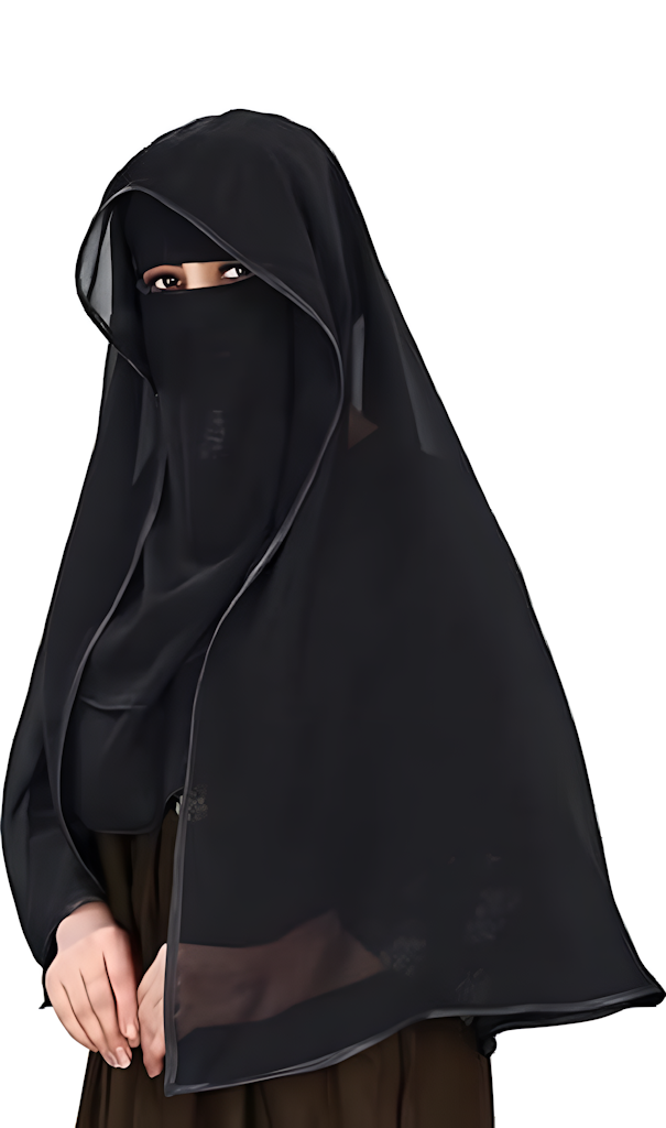 Women Arebiyan Style Piping Black hijab Size 92X120X0.1 CM  Color