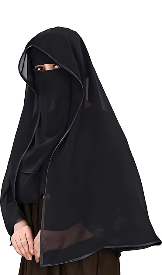 Women Arebiyan Style Piping Black hijab Size 92X120X0.1 CM  Color