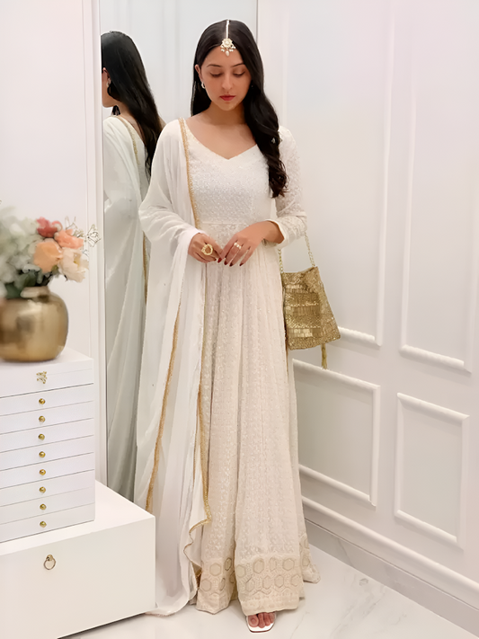 Women Georgette Anarkali Gown Fabric(Unstitched) Size 2.2 Meter Color